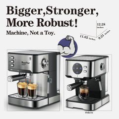 20 Bar Professional Espresso Machine With Milk Frother, Single & Double Shot, ESE Pod Compatible, Visual Display Of Pressure, Removable Water Tank For Cappuccino, Latte, Machiato For Home Barista