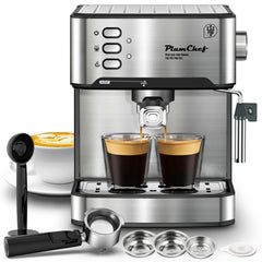 20 Bar Professional Espresso Machine With Milk Frother, Single & Double Shot, ESE Pod Compatible, Visual Display Of Pressure, Removable Water Tank For Cappuccino, Latte, Machiato For Home Barista